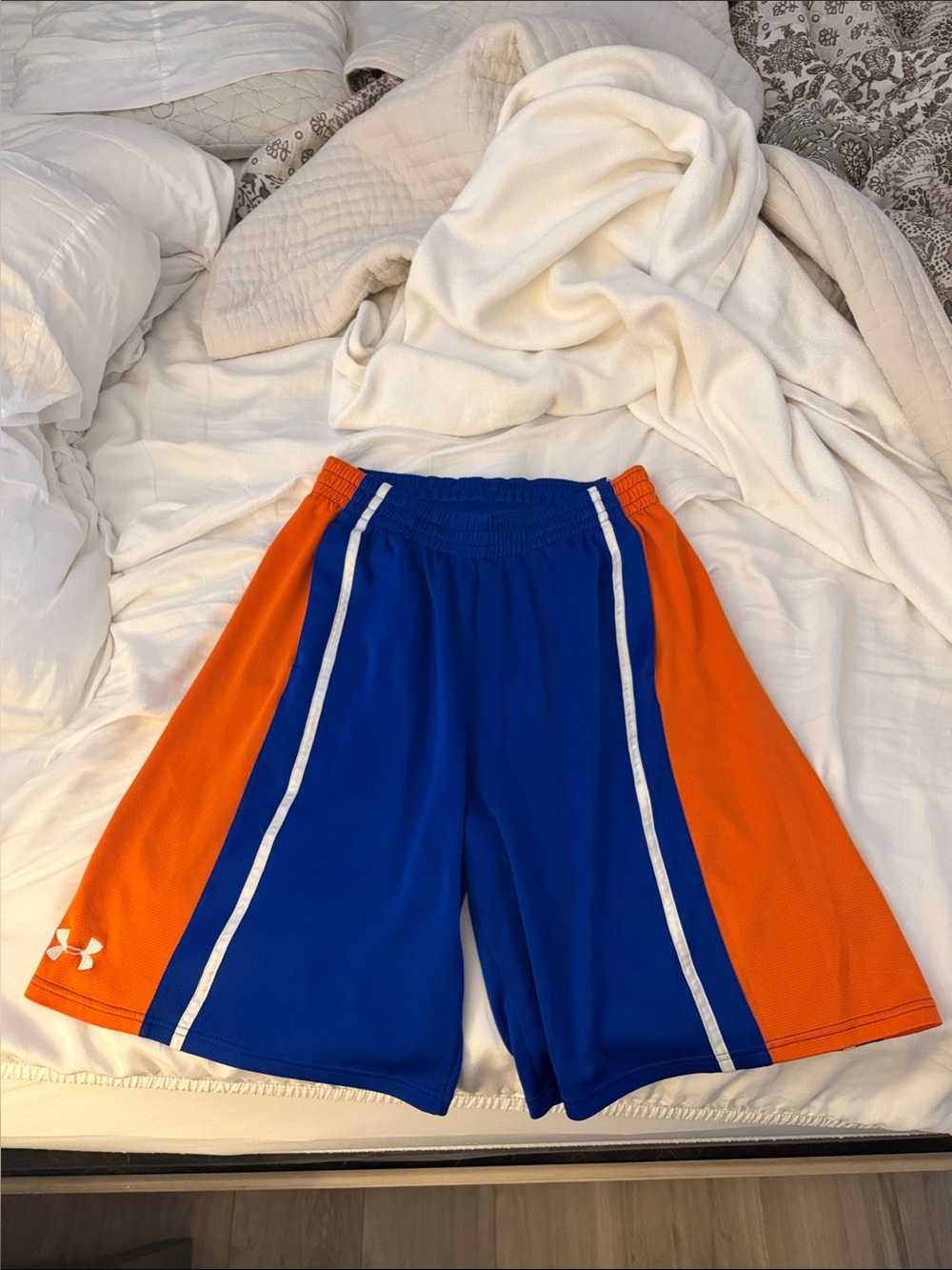 Under Armour Blue with Orange Paneled Men's Athletic Shorts